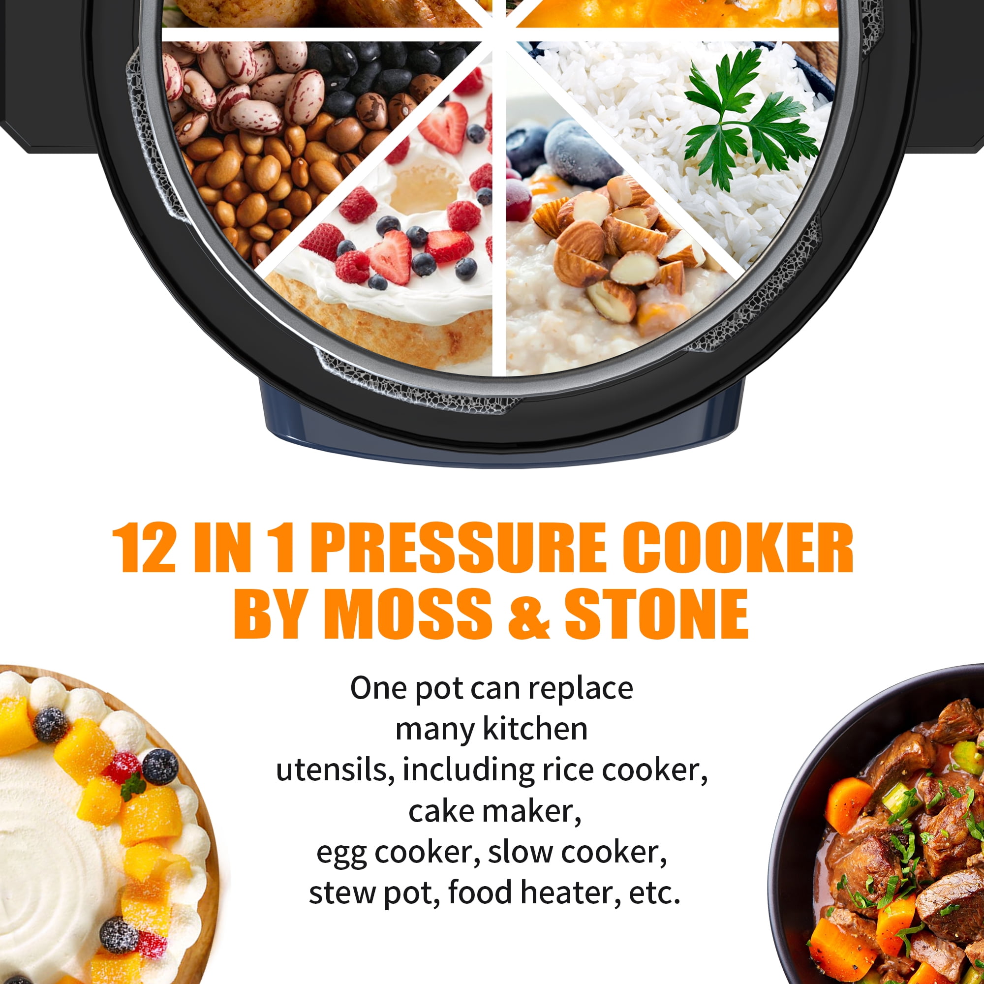 Cikuci 12-in-1 Electric Pressure Cooker, Multi-Functional Slow Cooker, Rice Cooker, Saute pan, Soup Pot, Warmer, Preset Cooking