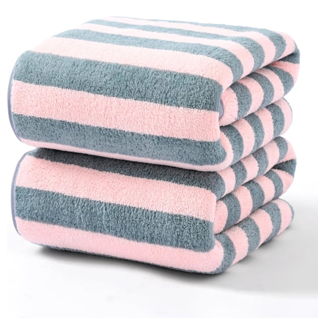 Toallas de Baño Grandes y Gruesas - 2 Pack Juego de Toalla de Vellón Coral Ultra Suave - Secado Rápido y Altamente Absorbente para Hotel, Spa, Gimnasio y Hogar (2, Rosa)