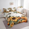 thumbnail image 3 of Manfei Orange Pumpkin Bedding Twin Size, Rustic Sunflower Bed Set, Fall Harvest Reversible Bedding Sets Twin Size, Lightweight Room Decorative, 7pcs, 3 of 7