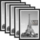 thumbnail image 1 of upsimples Juego de 5 marcos de fotos de 11 x 14, imágenes de exhibición de 8 x 10 con tapete o 11 x 14 sin tapete, marcos de fotos de galería de pared, negro, 1 of 4