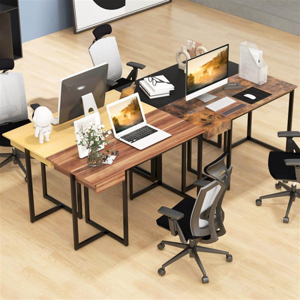 Demi Bonn 48" Computer Desk with Metal Frame and Adjustable Pads, Small Home Office Desk Study Writing Table, Black