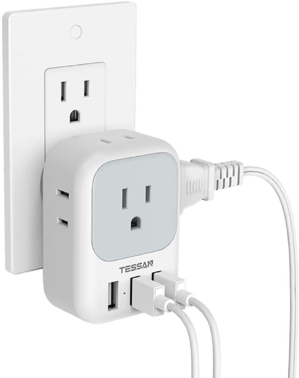 Buy TESSAN Multiple Outlet Wall Plug,4 AC Outlets 3 USB Ports,Multiple
