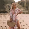 thumbnail image 4 of Vestido camisero con estampado floral de TEELYNN, vestido de baño para mujer, vestido playero vintage bohemio de gran tamaño, vestido largo de gasa para verano, 4 of 5