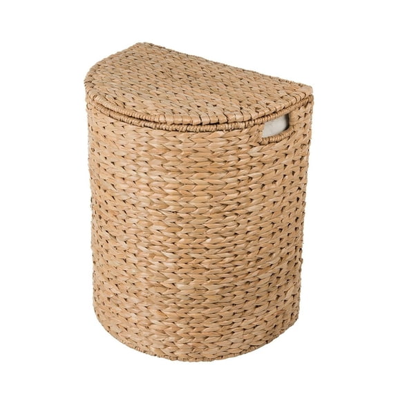 Kouboo Sea Grass Half Moon Hamper And, Laundry Hamper Basket With Lid, Handles, & Removable Liner, Sorter For Clothes, Natural Color