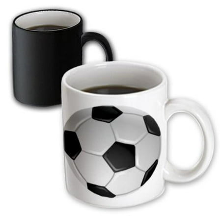 Magic Cups And Balls - 3dRose Soccer Ball, Magic Transforming Mug, 11oz