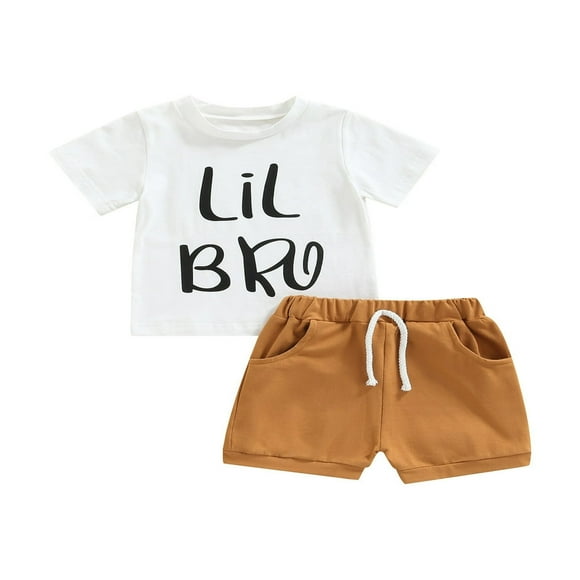 Big Brother Little Brother Matching Outfits Baby Boy Tops Romper + Shorts Pants Summer Clothes Lil Bro 18-24 Months