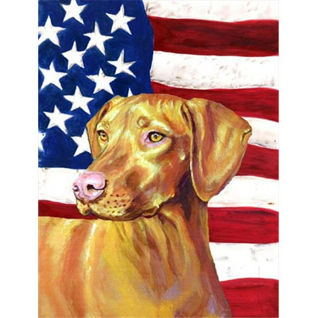 Carolines Treasures LH9012CHF 28 x 40 In. Usa American Flag With Vizsla Flag Canvas- House Size