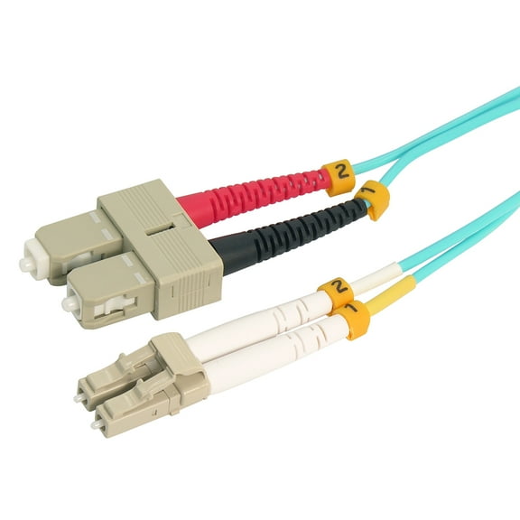 ACCL 2m LC/UPC SC/UPC OM4 Multimoide Duplex Aqua Fiber Optic Patch Cable, 1 Pack