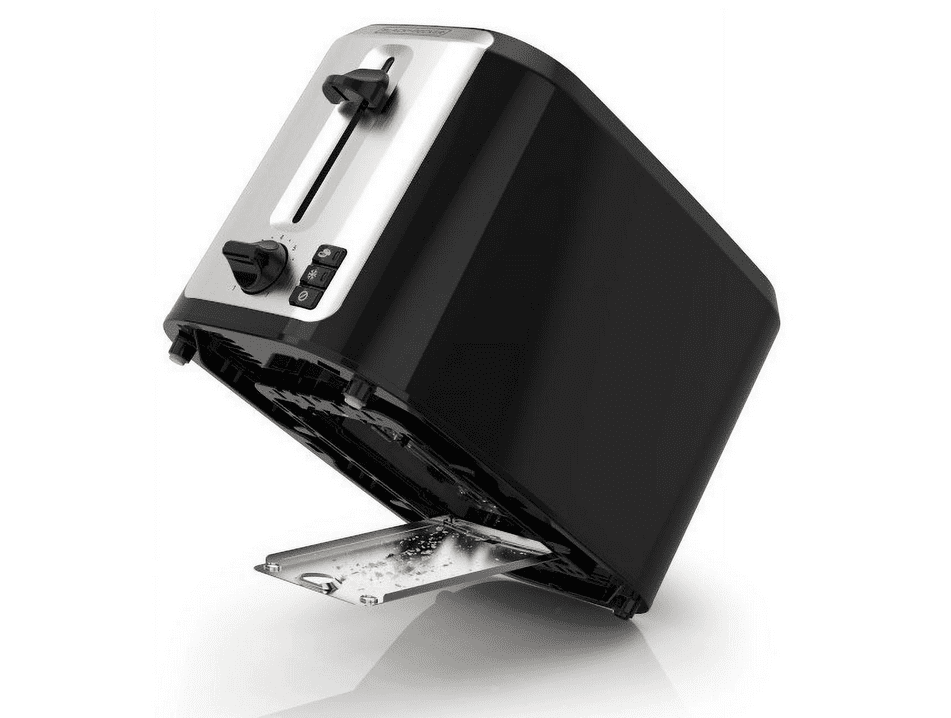 Open Box BLACK+DECKER 2-Slice Toaster, with Extra-Wide Slots and Bagel Function, Black with Stainless Steel