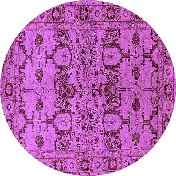 Ahgly Company Indoor Round Oriental Purple Industrial Area Rugs, 7' Round