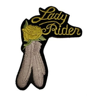 Feather Rose Lady Rider Patch, Large Ladies Back Patches for Jackets
