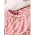 thumbnail image 4 of Infant Baby Girls 2 Piece Outfits Solid Color Long Sleeves Romper Jumpsuit and Cute Headband, 4 of 9