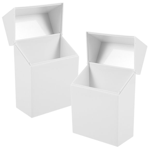 Soimiss 2Pcs White Small Plastic Containers with Lids Storage Box for Hair Accessories