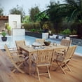 thumbnail image 2 of Modway Marina 7-Piece Solid Teak Wood Outdoor Patio Dining Set in Natural, 2 of 5