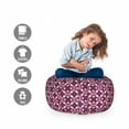 thumbnail image 2 of Abstract Storage Toy Bag Chair, Geometric Quirky Circles Forming Odd Symmetric Fractal Flower Petals, Stuffed Animal Organizer Washable Bag, Large Size, Plum Dark Fuchsia Peach, by Ambesonne, 2 of 3