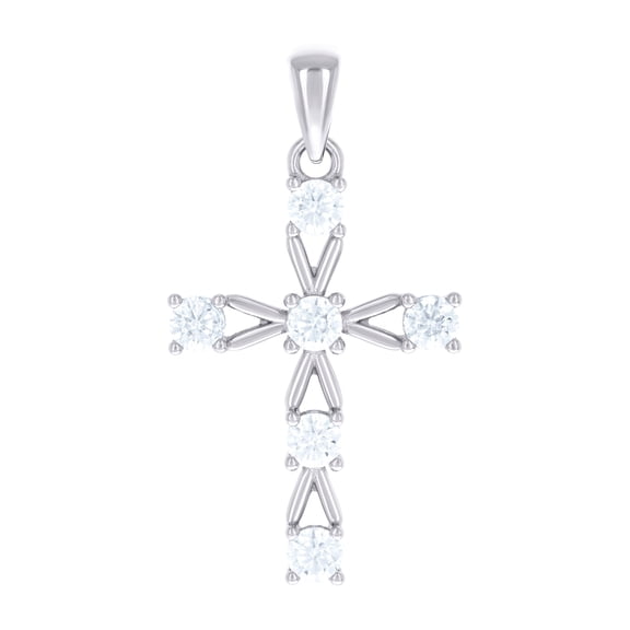 925 Sterling Silver Unisex Cubic Zirconia Cross Religious Charm Pendant Necklace 28.4x15.2mm Wide Pendant for Women