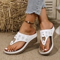 thumbnail image 3 of Flip Flops for Women 2026 Trendy Hollow Out Arch Support Wedge Sandals Platform Summer Slides Comfortable Orthopedic Shoes White Size 6.5, 3 of 6