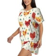 thumbnail image 2 of Kdxio Flower Chicken Print Pajamas Sets for Women Short-Sleeved Pjs with Lounge Shorts Two Piece Sleepwear S-4XL, 2 of 9
