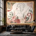 thumbnail image 6 of Line Drawing Head with Shoulders Tilted Slightly, Nostalgic Vintage for Botanical Art Lovers, Wall Decor, Valentine'S Day Gift, Tapestry Wall Hanging for Dorm and Living Room, 6 of 7