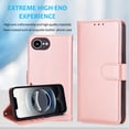 thumbnail image 6 of Detachable Wallet Case for iPhone 16E with Card Holder, PU Leather Wrist Hand Strap 2-in-1 Design Flip Cover Support Magnetic Car Mount Kickstand Protective Case for iPhone 16E, Rosegold, 6 of 7