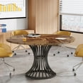 thumbnail image 1 of Round Conference Table for 4-6, 47-Inch Conference Room Table, Industrial Meeting Table, Rustic Brown & Black, 1 of 8