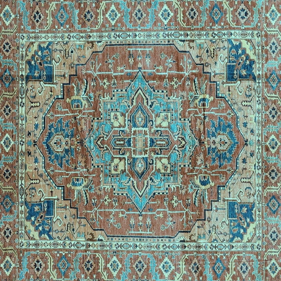 Ahgly Company Indoor Square Persian Light Blue Traditional Area Rugs, 6' Square