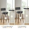 thumbnail image 6 of WOOW DEPOT PU Swivel Bar Stools Set of 2, 29" Seat Height Modern Upholstered Bar Chairs w/ Mid-back Round Seat Walnut Legs Leather Island Stools for Kitchen Counter, 6 of 11