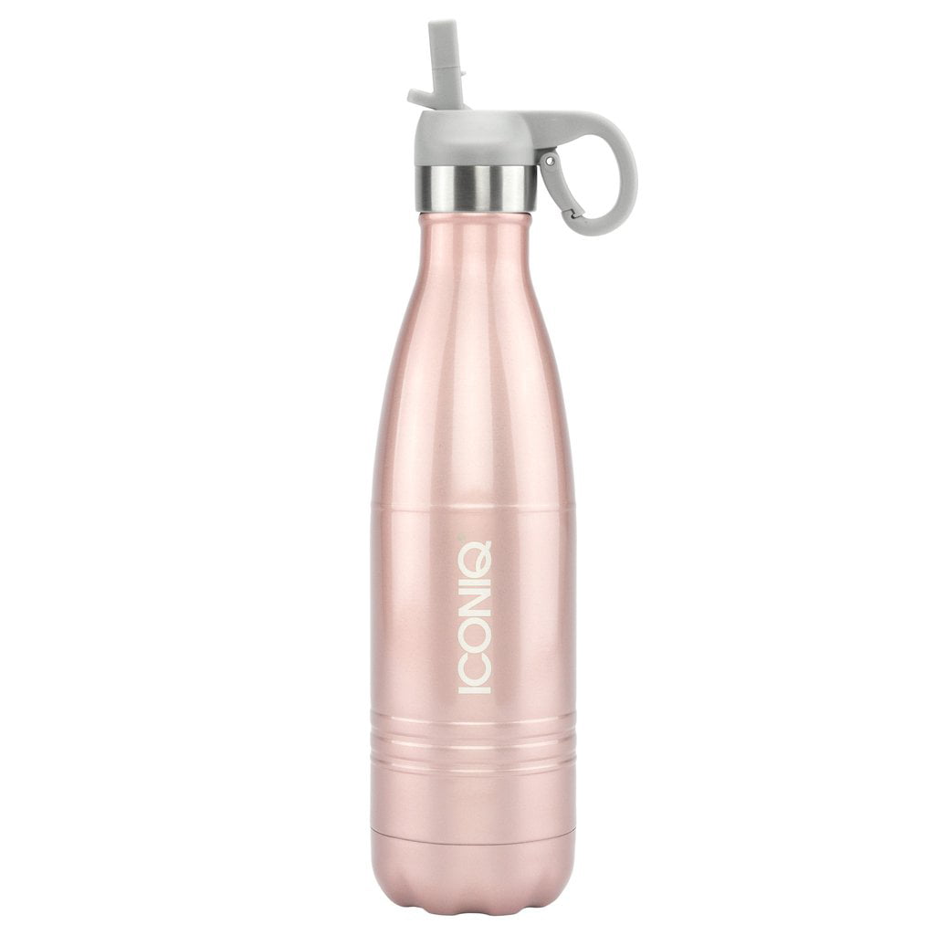 ICONIQ Stainless Steel Vacuum Insulated Water Bottle with Pop Up Straw Cap 12 Ounce 