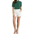 thumbnail image 3 of MODA NOVA Juniors Ruffled Button Down Shirt Short Sleeves Solid Work Office Blouse, 3 of 7