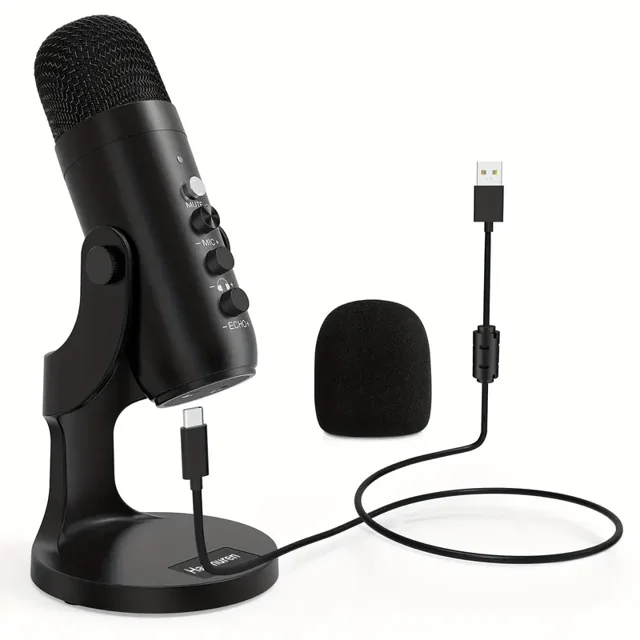 USB Microphone, Condenser Computer PC Mic, Plug&Play Gaming Microphones for PS 4&5.Headphone Output&Volume Control, Mic Gain Control, Mute Button for Vocal