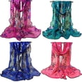 thumbnail image 6 of Women Fashion Floral Print Tulle Scarf Long Soft Sheer Hemming Wrap Shawl Stole, 6 of 8