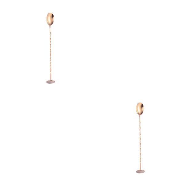 Ounissouiy Cuchara mezcladora retorcida, cucharas redondas de mango largo, agitador en espiral, vajilla de postre, accesorios de Bar, barman, oro Oro rosa 2piezas