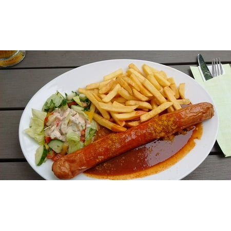 Framed Art for Your Wall Currywurst French Fries French Eat Fast Food 10x13