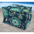 thumbnail image 3 of Jordan Manufacturing 20" x 20" Fanfare Capri Blue Floral Square Outdoor Pouf Ottoman with Flange, 3 of 10