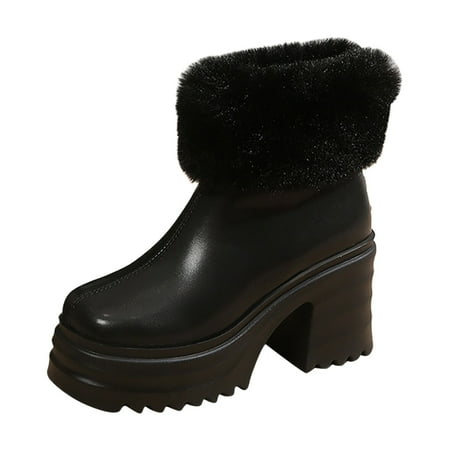 

OJSFQUFP Ankle Boots for Women Cotton Long Snow Booties Keep Warm for Women Snow Long Knee Hign Boots Women s Boots Work Boots Women Black 40
