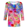 thumbnail image 5 of Hauts pour Femmes T-shirt Ample Imprimé de Mode pour Femmes Blouse à Manches 3/4 Col Rond Hauts Décontractés Hauts et Blouses pour Dames en Liquidation, 5 of 5