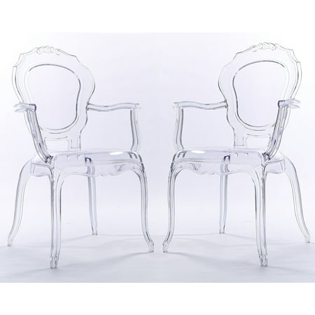 2xhome Set Of 2 Clear Modern Ghost Chair Armchair Vanity Dining Room 2xhome Set Of 2 Clear Modern Ghost Chair Armchair Vanity Dining Room Lounge Crystal Molded Mirrored