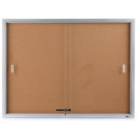 5 X 3 Enclosed Bulletin Board With Sliding Glass Doors Cork