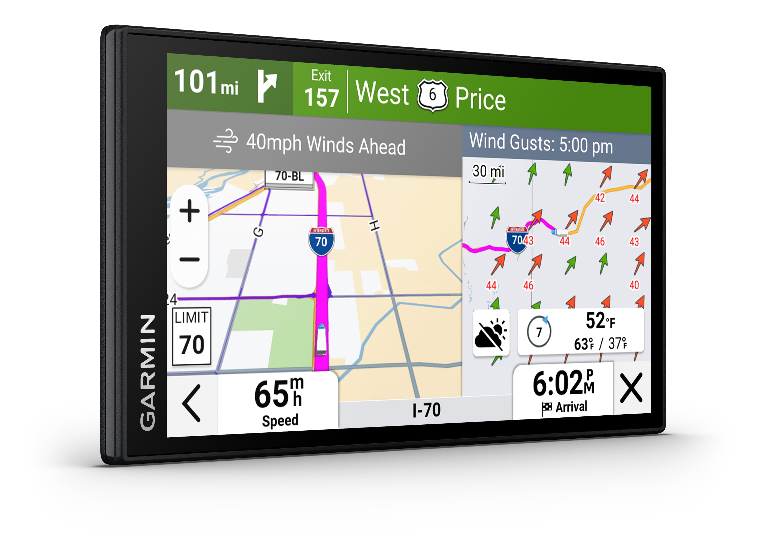 Open Box Garmin dēzl™ OTR620, High-Res 6” GPS Truck Navigator, Custom Truck Routing, Satellite Imagery, Wind Speed, Community-Shared Loading Docks, Truck Entrances & Parking Availability, Popular Truck Paths