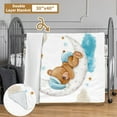 thumbnail image 2 of Blue Moon Bear Crib Bedding Set -, 3 Piece Baby Crib Set - & Double Layer Dotted Backing Flannel Blanket, Crib Sheet, Pillow Cover, Nursery Crib Set - for Toddler Infants, Fitted Sheet Set -(60"x80"), 2 of 6