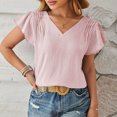 thumbnail image 1 of mfyjkho Tops Para Mujer, Camisa De Gasa De Color Liso Para Mujer, Jersey Holgado Con Cuello En V Y Manga Corta Para Primavera Y Verano Tops Para Mujer M, 1 of 6