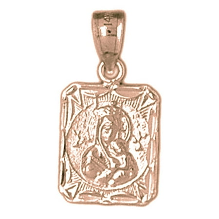 14K Rose Gold Our Lady Guadalupe Pendant - 22 mm