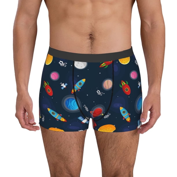 Fotbe Space Cartoon Calzoncillos Tipo Boxer con Bolsa de Soporte Total para Hombre, X-Temp Fresco, Transpirable y de Secado Rápido-X-Large