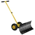 thumbnail image 2 of Outsunny Snow Shovel, Rolling Pusher with 29" Blade, 10" Wheels & Angle-Adjustable Handle, Yellow, 2 of 9