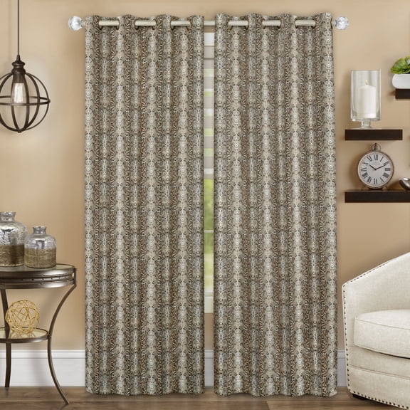 Achim Python Polyester Blackout Window Curtain Panel, Brown/Gold, 52 x 84