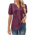 thumbnail image 1 of Tops Para Mujer Elegante Blusa Casual Suelta Manga Corta Con Cuello en V Camiseta Sólida Túnica Odeerbi ODB164497, 1 of 9