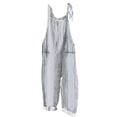 thumbnail image 1 of Lenpel Women's Jumpsuits Plus Size Sleeveless Spaghetti Strap Striped Plaid Straight Leg Rompers Causal Loose Overalls with Pockets, 1 of 5