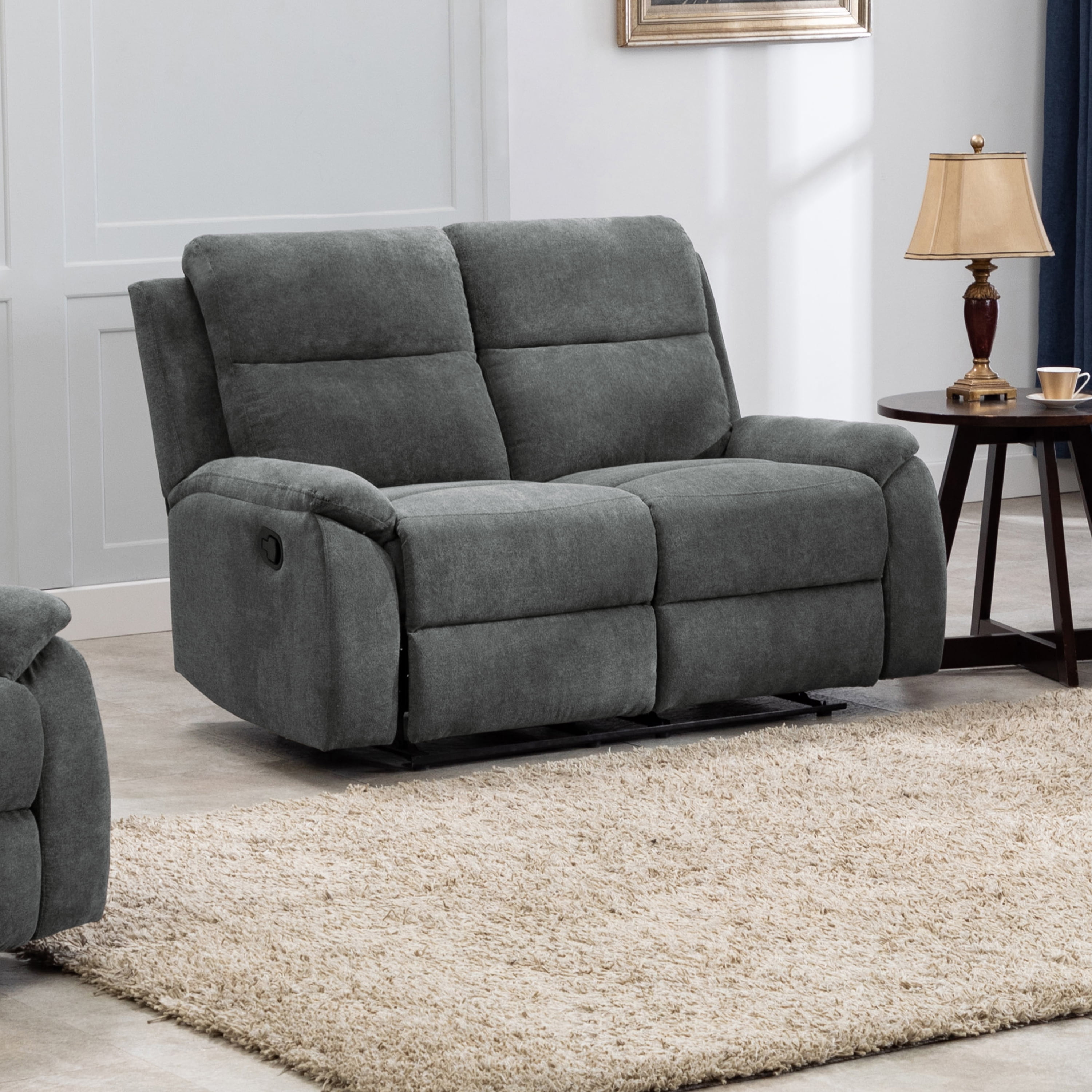 AC Pacific Ronald Contemporary Reclining Loveseat, Grey