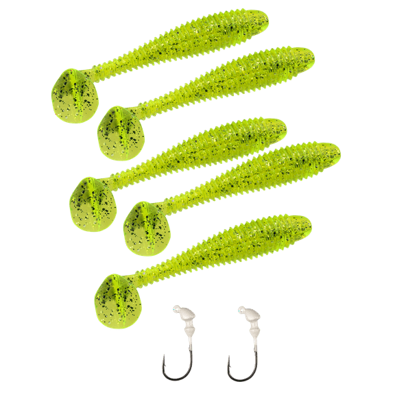 Strike King Rage Swimmer Kit 3 3/4" Chartreuse Silver Flake Soft Bait Lure