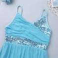 thumbnail image 4 of Haitryli Girls V-Neck Spaghetti Shoulder Straps Sequined Irregular Hem Latin Dance Lyrical Dress Light Blue 9-10, 4 of 7